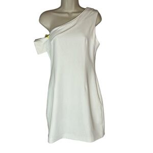 Glamorous Studio white lined dress with one shoulder size 8